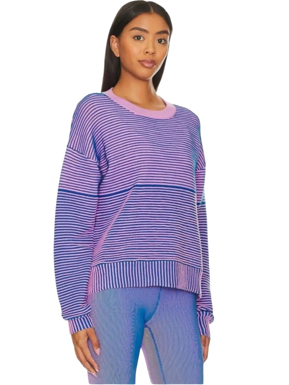 Beach Riot Occulus Stripe Knit Sweater Pink Blue NWT Medium